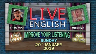 LEARN ENGLISH LIVE - 20th January 2019 - Sleep words and phrases - Mr Steve in Bed - Mr Duncan