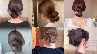 [HOW TO] LOW BUN HAIRSTYLES🤍EASY Updo Hairstyles Tutorials Korean Style for Girls