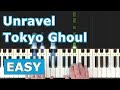 Tokyo Ghoul - Unravel - EASY Piano Tutorial - Sheet Music (Synthesia)