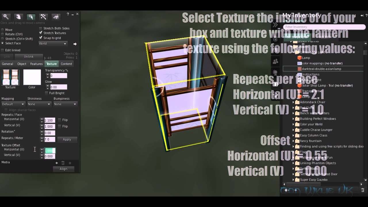 Creating a 1 Prim Second Life and OpenSim Solar Shoji Light - YouTube