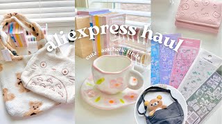 🧸 cute & aesthetic aliexpress haul // unique and useful items, bags, stationery, mugs, asmr + lofi