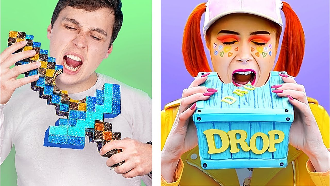 10 DIY Minecraft Candy vs Fortnite Candy Challenge!