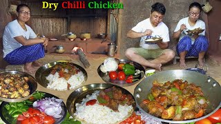 Chinese Food Chilli Chicken Dry with Veg Fried Rice Cooking in Nepali Village||Our Village Life