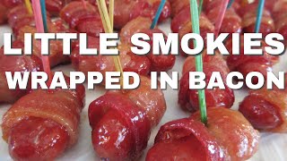 BACON WRAPPED LITTLE SMOKIES make for disappearing APPETIZERS for Super Bowl Party