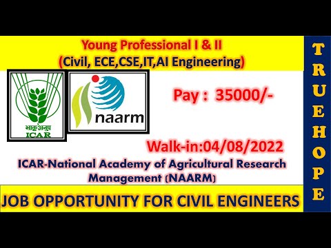 ICAR NAARM| Young Professional I & II #civilengineeringjobs #engineeringvacancy #pay35000| 2 -4/8/22