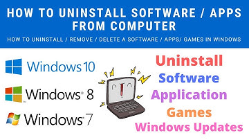 How to Uninstall Software / Apps / Games in Windows 10 / 8 / 7 in Hindi