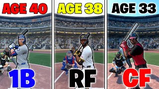HITTING A CYCLE WITH THE OLDEST PLAYER AT EVERY POSITION IN MLB THE SHOW 25...