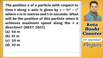 The position x of a particle with respect to time t along x-axis is given by x=9t2 - t3 where x is