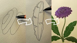 How to paint a flower and leaves | Easy flower painting idea for beginners | Acrylic painting