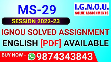 MS-29 Solved Assignment 2022-23 in English, MS 29 Solved Assignment 2023, MS 29 Assignment