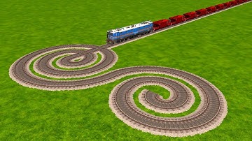 FASTEST TRAINS CROSSING ON ROUND CIRCLER SHARP RISKY RAILROAD TRACKS | Train Simulator | beamng