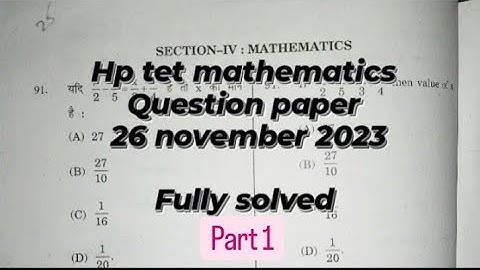 26 November  2023 hp jbt tet solved maths  section ||Jbt tet question paper 2023 part 1