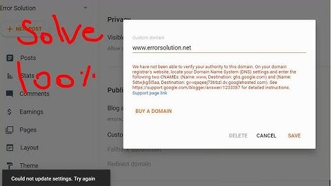 Custom Domain Add In Blogger Website with Error Solution 2024 || Could not update settings Try again