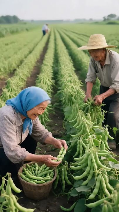 Grandpa’s Weeding and Grandma’s Harvest: A Simple Day in the Green Bean Field #countryside#farmwork