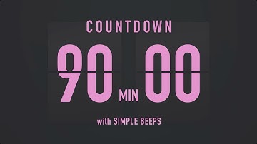 90 Minute Countdown Timer ⏳ Flip Clock with Simple Beeps 💕🖤