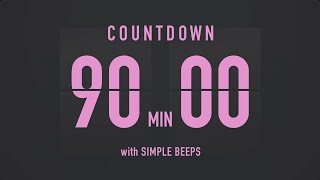 90 Minutes Countdown Flip Clock Timer \/ Simple Beeps 💕🖤