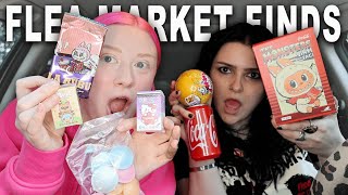 trying WEIRD products from the FLEA MARKET (we found labubus!)