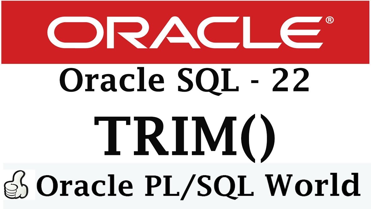 TRIM Function In Oracle Character Manipulation | Oracle Tutorial for Beginners - YouTube
