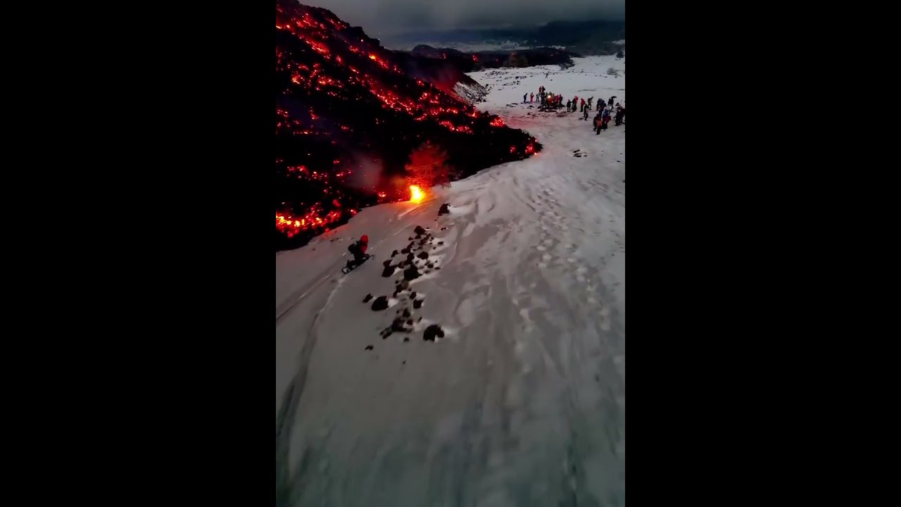 Snowboarding Next To Flowing Lava ViralHog