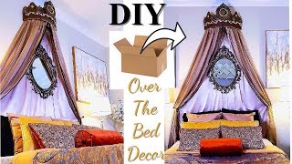 OVER THE BED VICTORIAN CHIK DIY ON A BUDGET! BEDROOM DECORATING IDEAS WITH CARDBOARD!