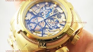 Invicta 13757 Bolt Reserve Gold Tone 53MM Skeleton Men's Chronograph Watch