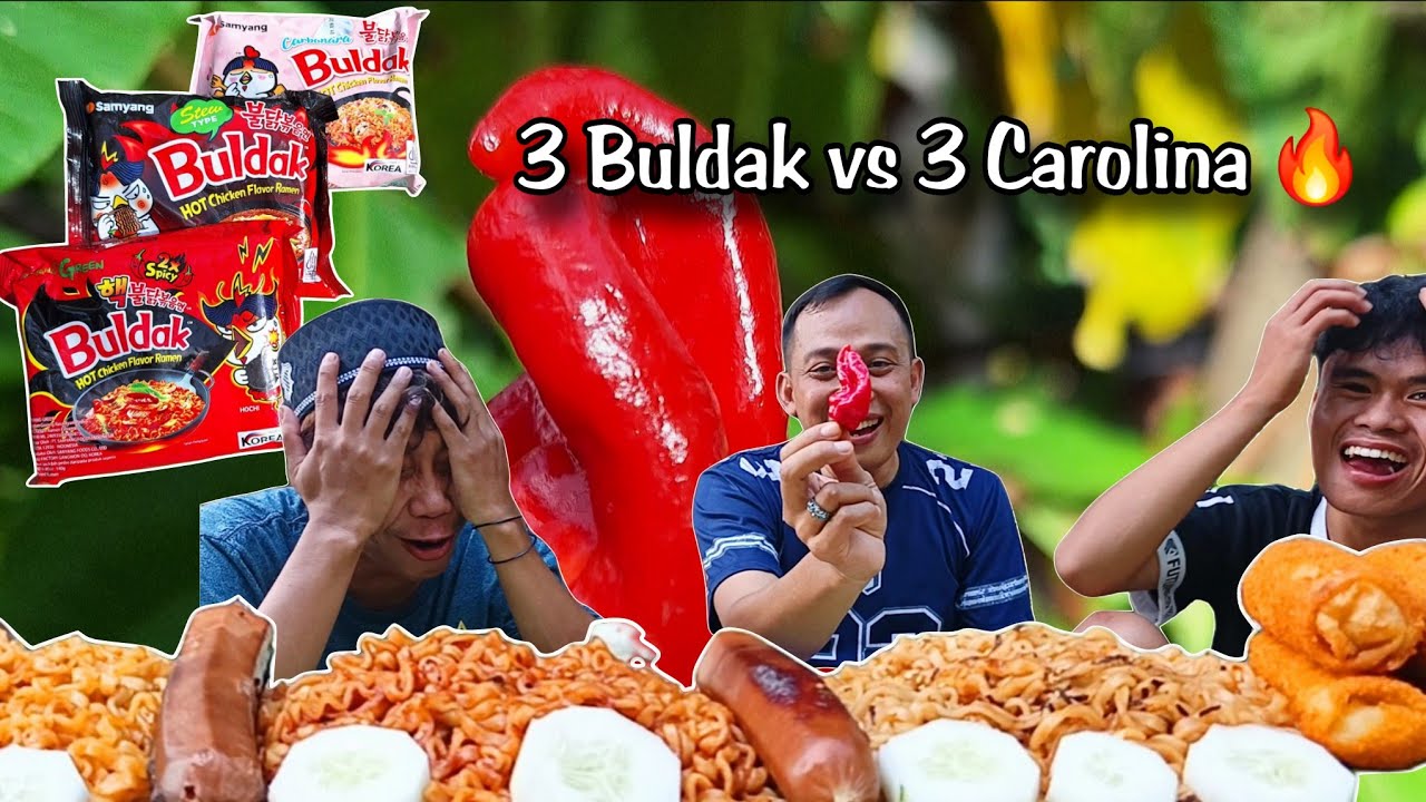 MENGGELEGAR 🔥 Mukbang 3 varian Mie samyang buldak vs cabe carolina reaper + sosis bakar + nori