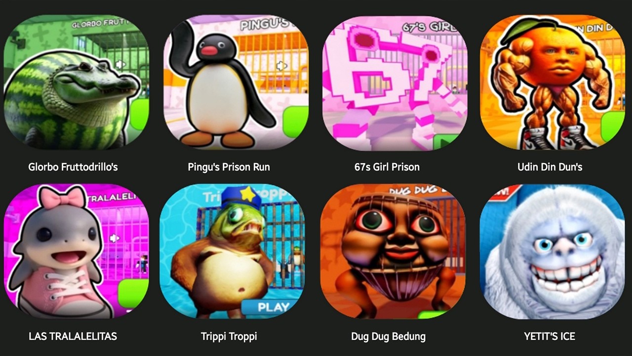 GLORBO FLORIDA,JOB JOB SAHUAR,LAS TRALALITTEL,TUNG TUNG POLICE,LAVACA SARTUNO,FLIGO CAMELIA