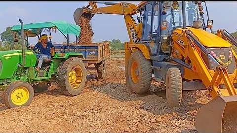 jcb 3dx Loading Mud in Tractor | Eco Xpert | John Deere 5045d | Tractor Video | Loading video #jcb