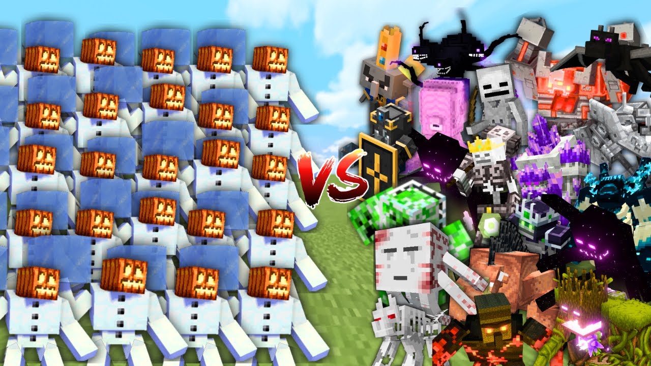 SNOW GOLEMS vs OP BOSSES in Minecraft Mob Battle - YouTube