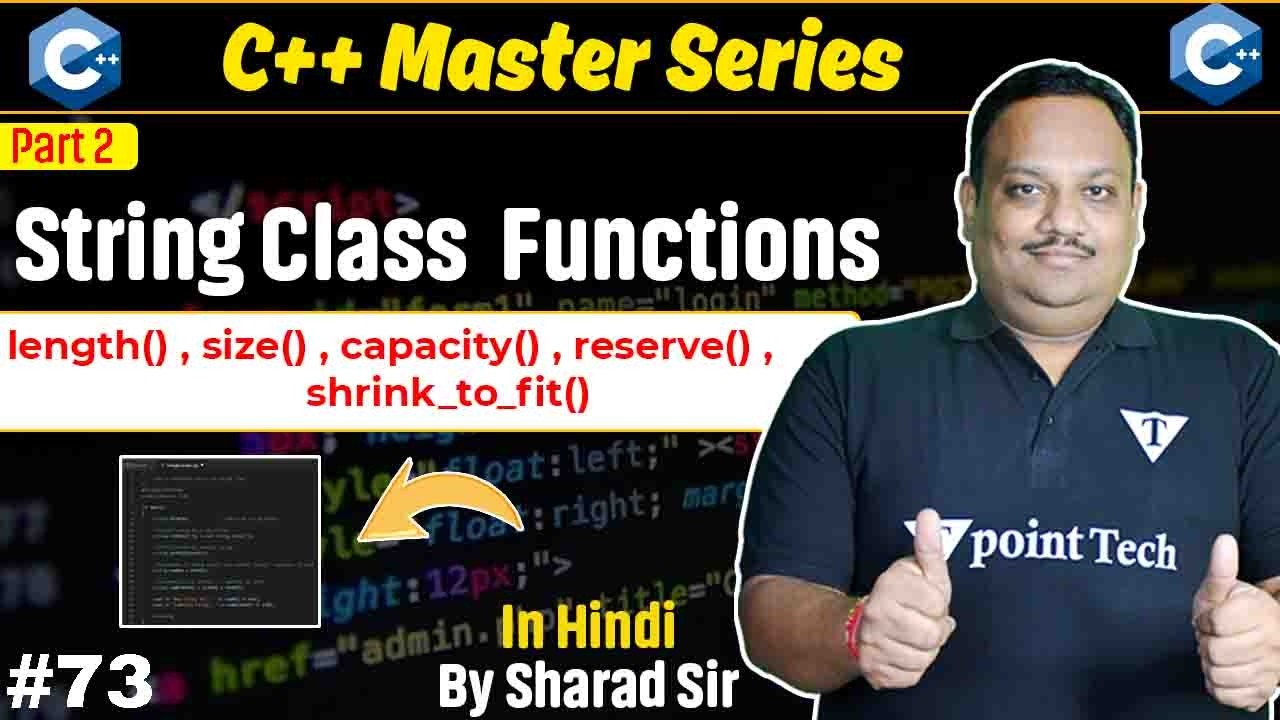 #73 String Class Functions in C++ | Length(), Size(), Capacity ...