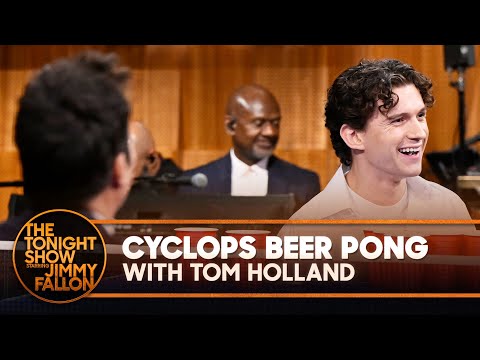 Cyclops Beer Pong with Tom Holland | The Tonight Show Starring Jimmy Fallon