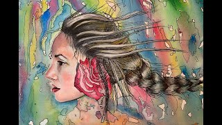 abstract portrait watercolor self painting lapse
