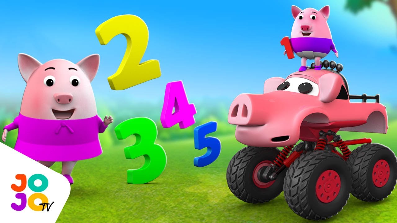 Learn Numbers with Baby Pigs | Big Pig Monster Truck Race Fun! - YouTube