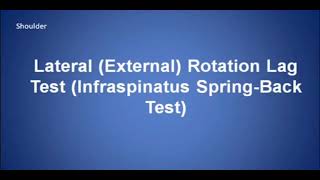 Lateral rotation lag test infraspinatus spring back test