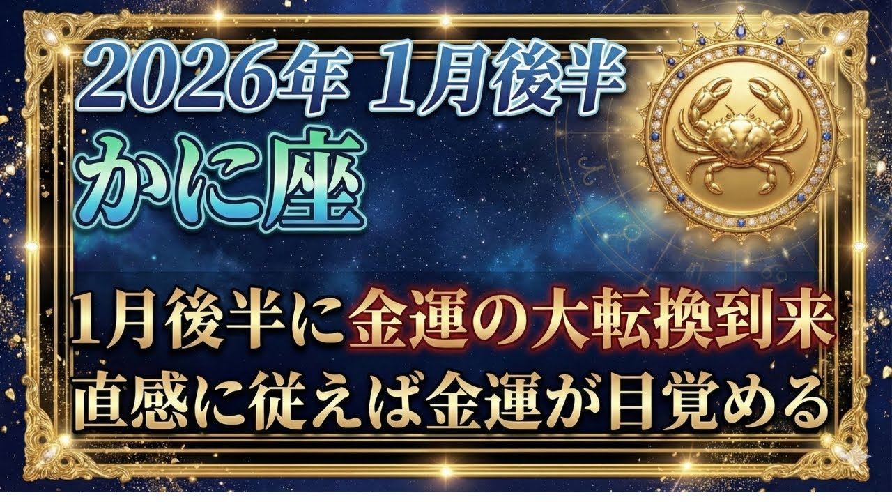 【蟹座‐金運転換期】貯めても不安なあなたへ。1月後半、執着を手放すと黄金の潮流が訪れます。かに座の豊かさ革命【12星座占い】