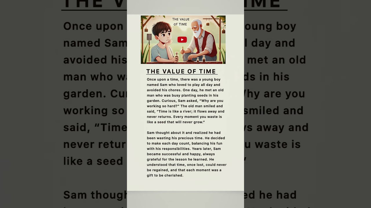 The Value Of Time English Moral Story 
