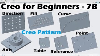 Creo Tutorial for Beginners  7B | Creo Pattern Fill, Table, Reference, Curve & Point