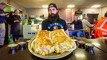 WIN THE CASH JACKPOT IF YOU CAN FINISH THIS GIANT BURRITO QUICK ENOUGH! | BeardMeatsFood