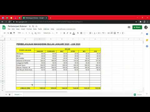 CARA-CARA MEMBUAT DATA UNTUK PERBELANJAAN BULANAN MENGGUNAKAN GOOGLE SHEETS