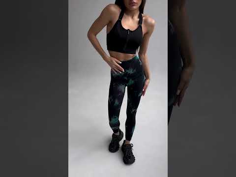 Спортивні жіночі легінси / лосини / лосіни Marble Tie-Dye калейдоскоп з подвійним ефектом пушап (безшовні) для фітнесу, йоги, бігу, видео 1