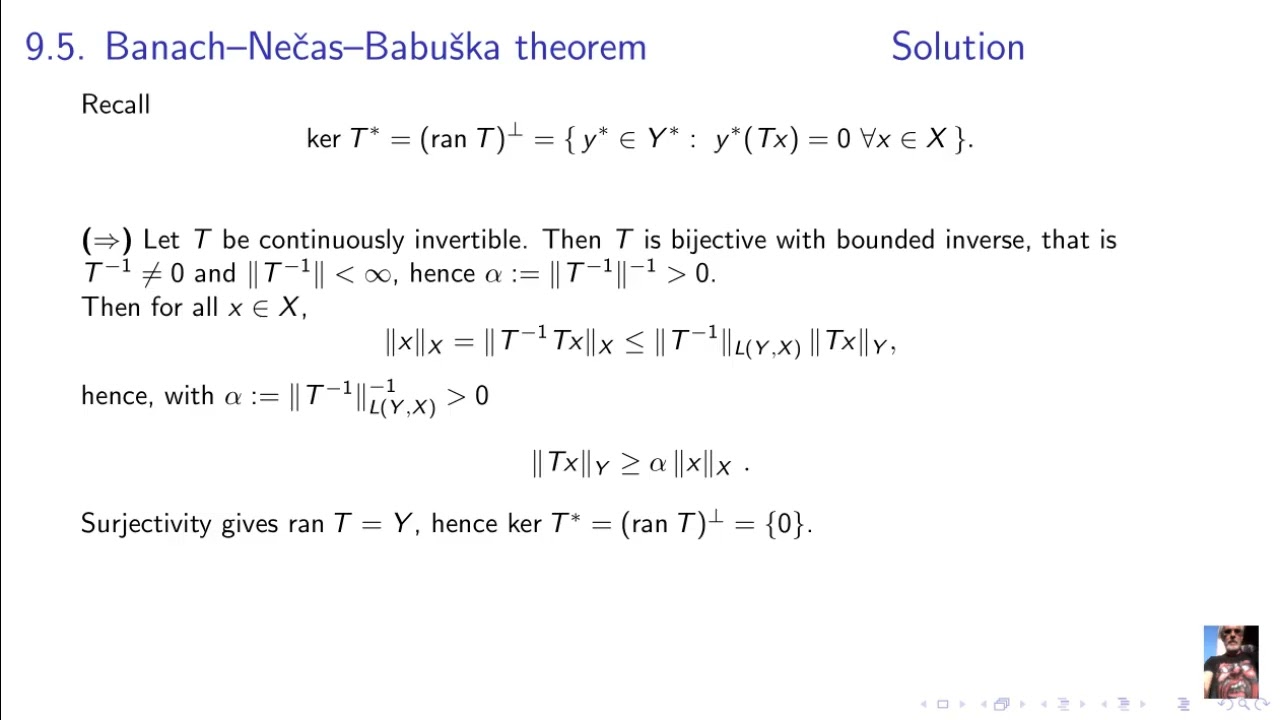 Функциональный анализ_9. Сопряженные операторы_9.5. Теорема Банаха–Нечаса–Бабушки
