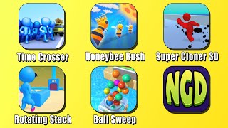 Time Crosser, Honeybee Rush, Super Cloner 3D, Rotating Stack, Ball Sweep | New Games Daily screenshot 5