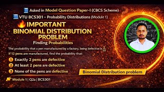 Binomial Probability Distribution | Defective Items Problem | BCS301 Module 1 VTU