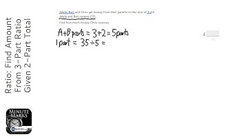 Ratio: Find Amount From 3-Part Ratio Given 2-Part Total (Grade 3) - OnMaths GCSE Maths Revision