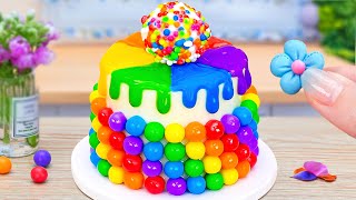 Wonderful Rainbow Fondant Cake 🌈 How To Make Miniature Rainbow Cake 🧁 Mini Rainbow Cake Decorating 💖