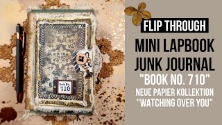 MINI LAPBOOK JUNK JOURNAL [FLIP THROUGH] Book No.710 m.neuer Papier Kollektion watching over you