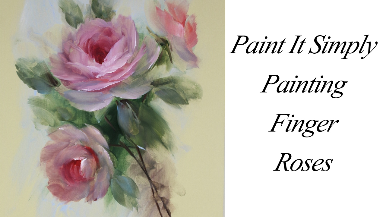 指を使って描く薔薇 Youtube Rose Painting Flower Drawing Peony Painting