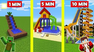 WATER SLIDE BATTLE BUILD CHALLENGE - How to build Water Slide In Minecraft - Maizen Mizen Parody screenshot 1