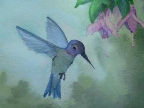 Hummingbird painted with DANIEL SMITH Luminescent Watercolors