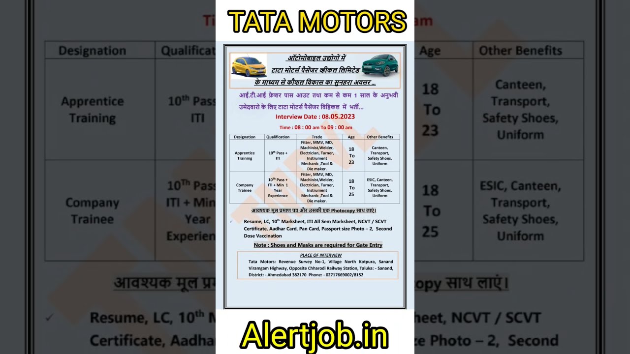 TATA Motors Job Vacancy 2023 MOTORS Jobs Job2023 Jobvacancy2023 Ahmedabadjob